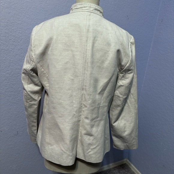 Banana Republic Beige Linen Blend Military Lined Plus Size Jacket - Picture 4 of 6
